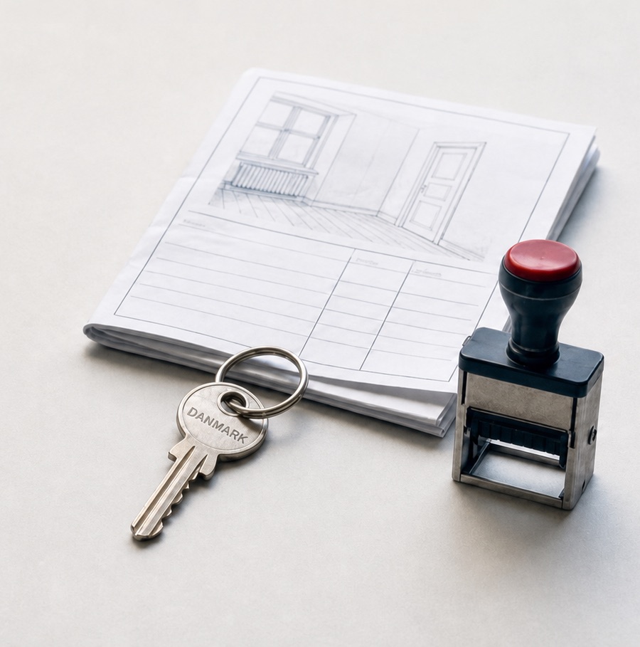 Apartment keys beside a move-out inspection form
